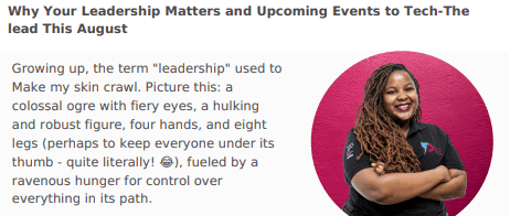 Weekly Digest: Why Your Leadership Matters and Upcoming Events to Tech-The lead This August