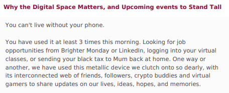 Weekly Digest: Why the Digital Space Matters, and Upcoming events to Stand Tall 